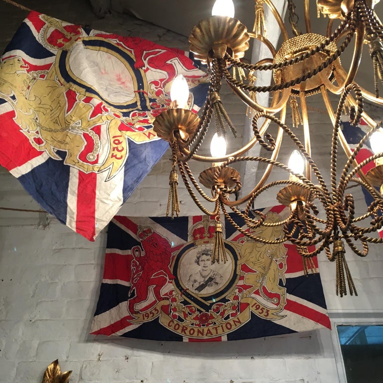 Banderín De La Reina Isabel II De Estilo Vintage Con La Bandera Del