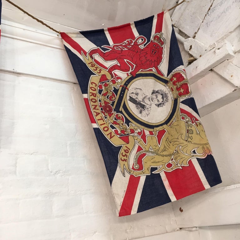 1953 Royal Coronation Flag Bunting 13.5 Metres For Sale at 1stdibs