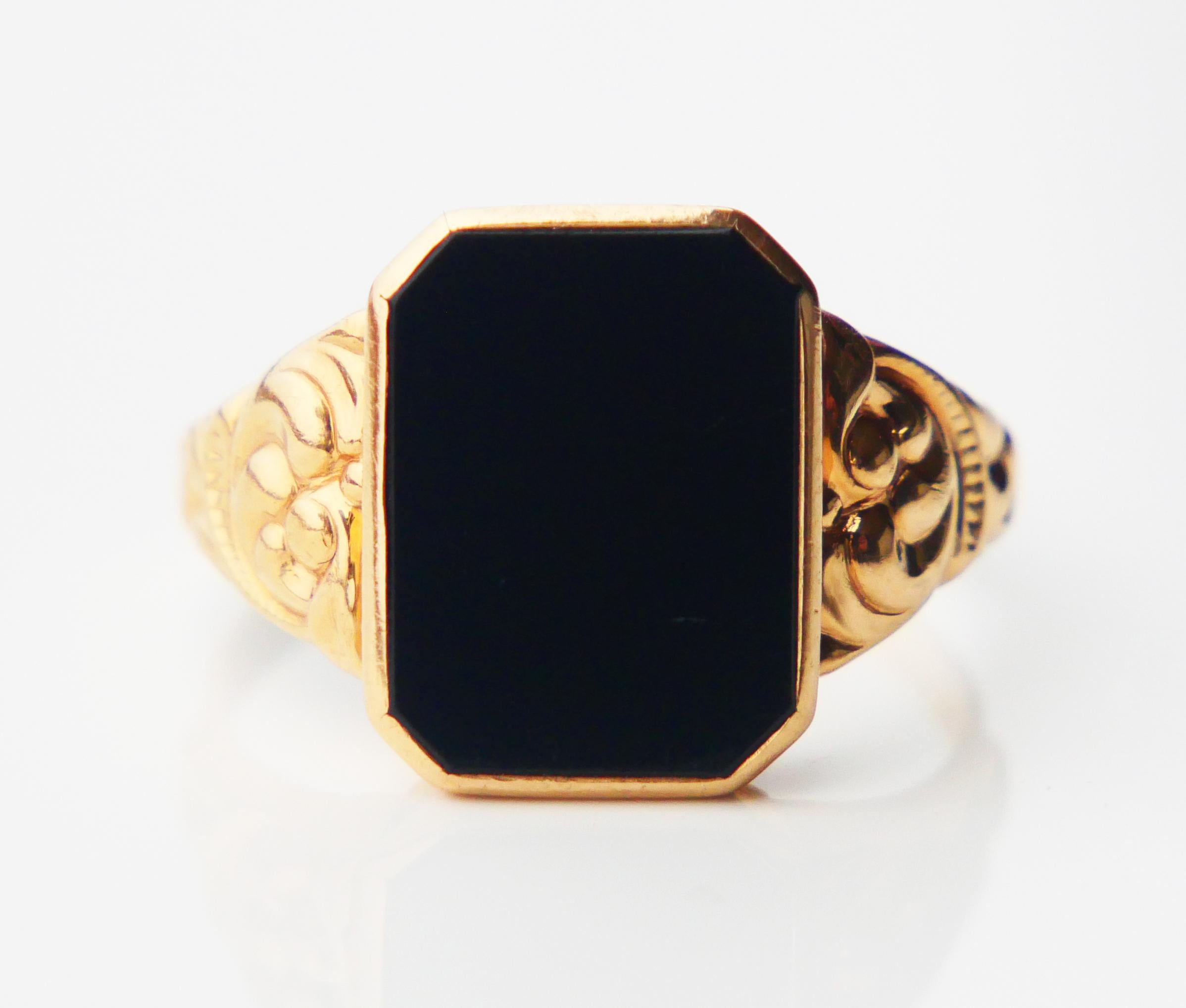 1953 Anello Signet Uomo 4,5ct Onice naturale in oro massiccio 18K Ø 10,5 US / 5 gr in vendita 6