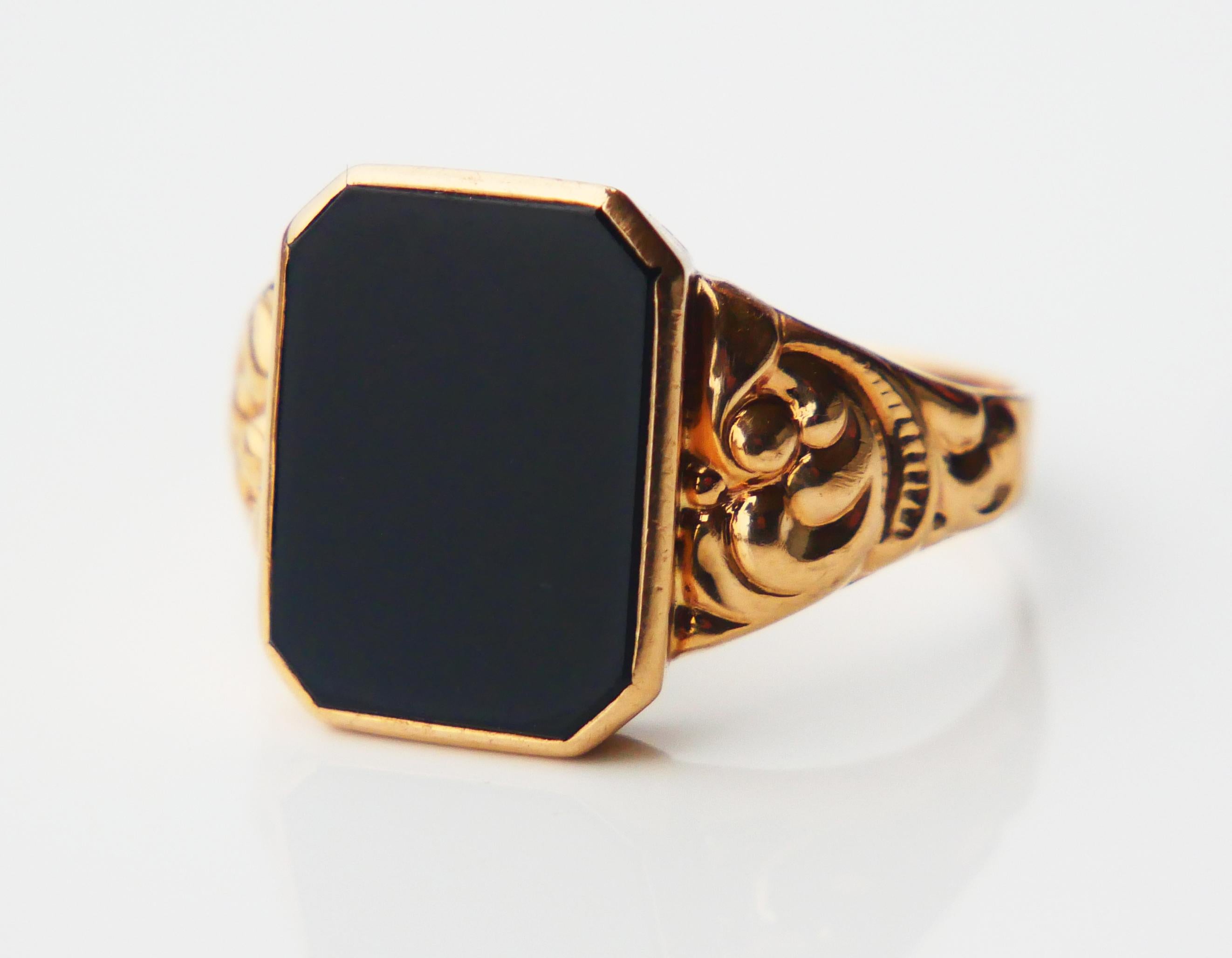 1953 Anello Signet Uomo 4,5ct Onice naturale in oro massiccio 18K Ø 10,5 US / 5 gr in vendita 8