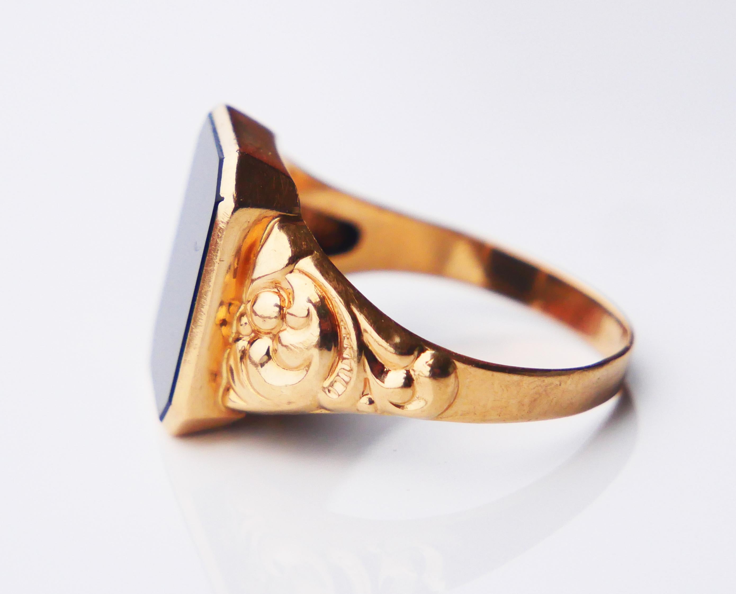 1953 Anello Signet Uomo 4,5ct Onice naturale in oro massiccio 18K Ø 10,5 US / 5 gr in vendita 9