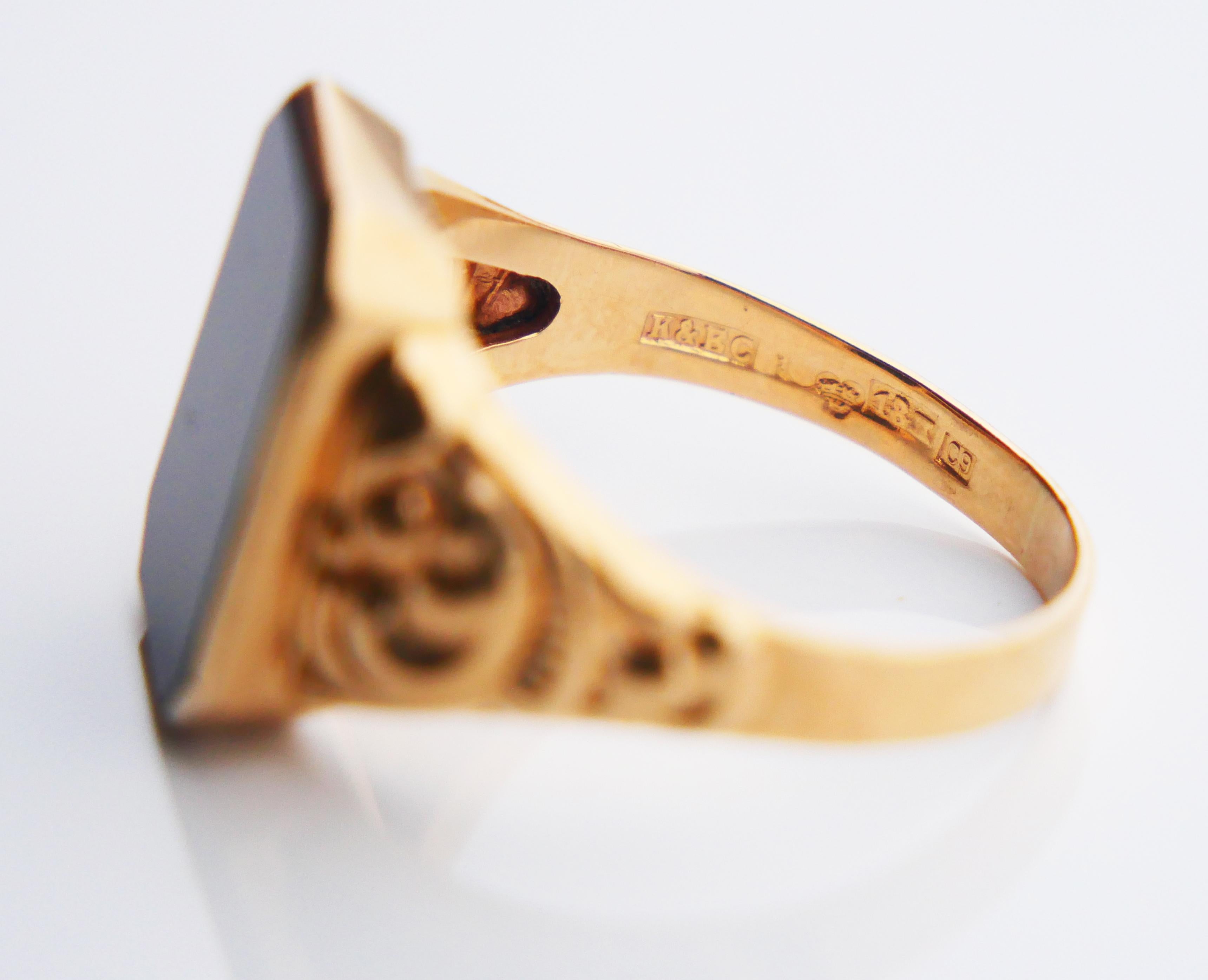 1953 Anello Signet Uomo 4,5ct Onice naturale in oro massiccio 18K Ø 10,5 US / 5 gr in vendita 10