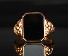 1953 Signet Men Ring natural 4.5ct Onyx solid 18K Gold Ø 10.5 US / 5 gr