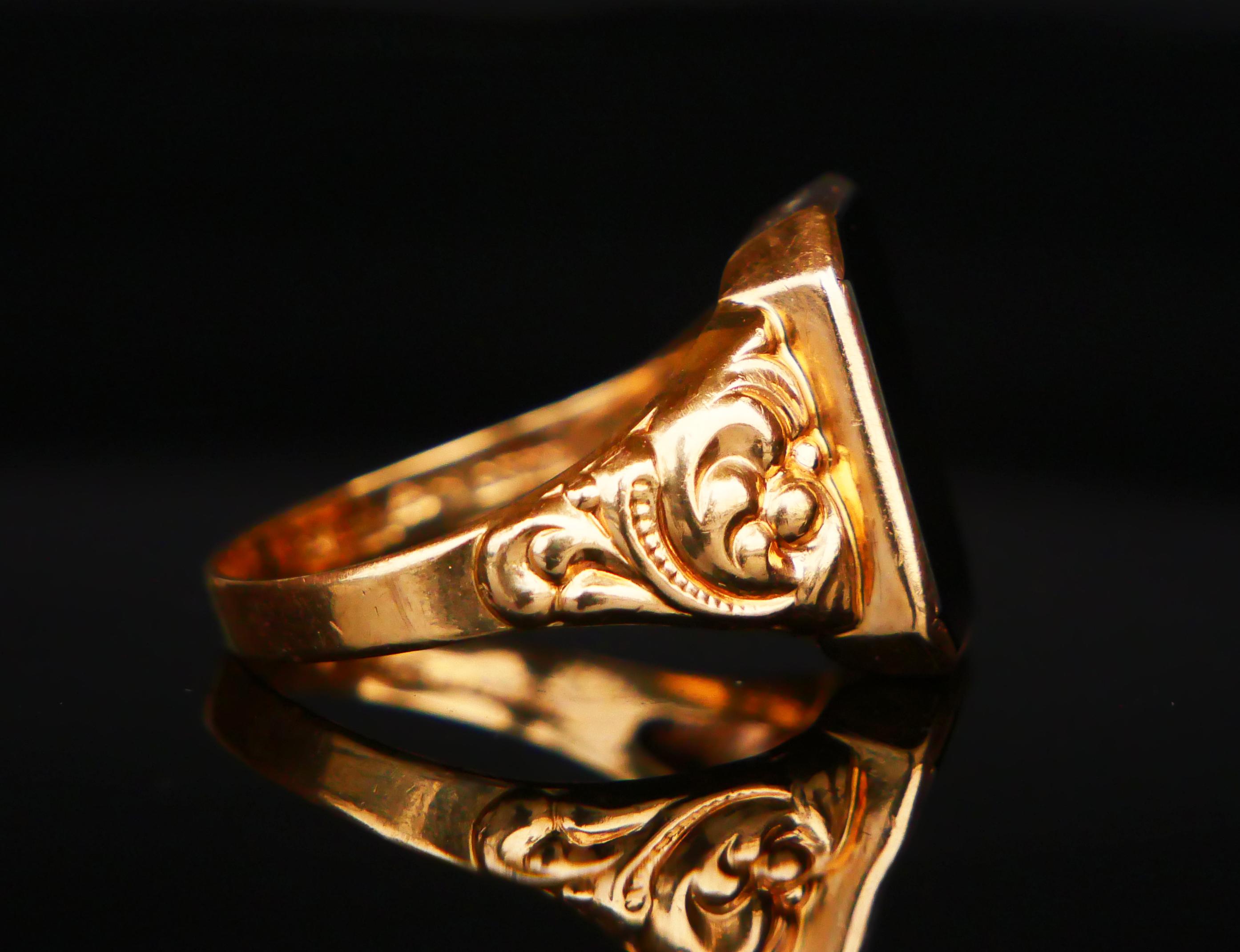 1953 Anello Signet Uomo 4,5ct Onice naturale in oro massiccio 18K Ø 10,5 US / 5 gr in vendita 1