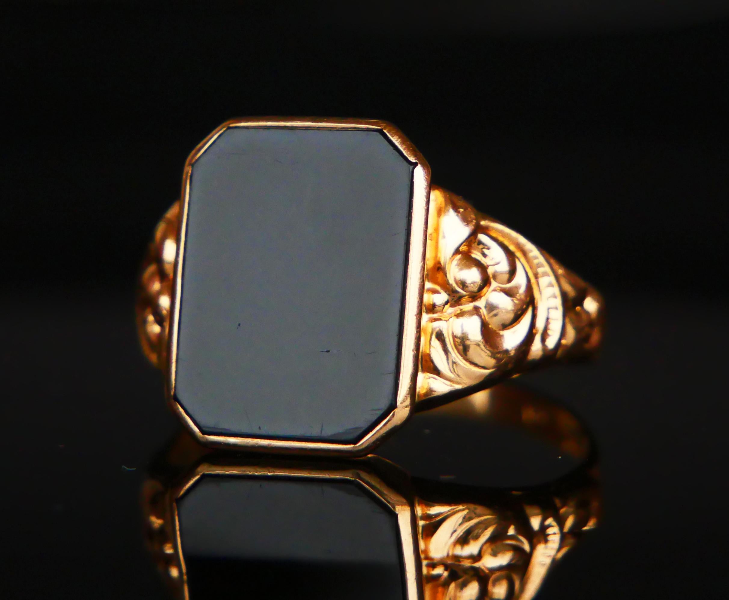 1953 Anello Signet Uomo 4,5ct Onice naturale in oro massiccio 18K Ø 10,5 US / 5 gr in vendita 2