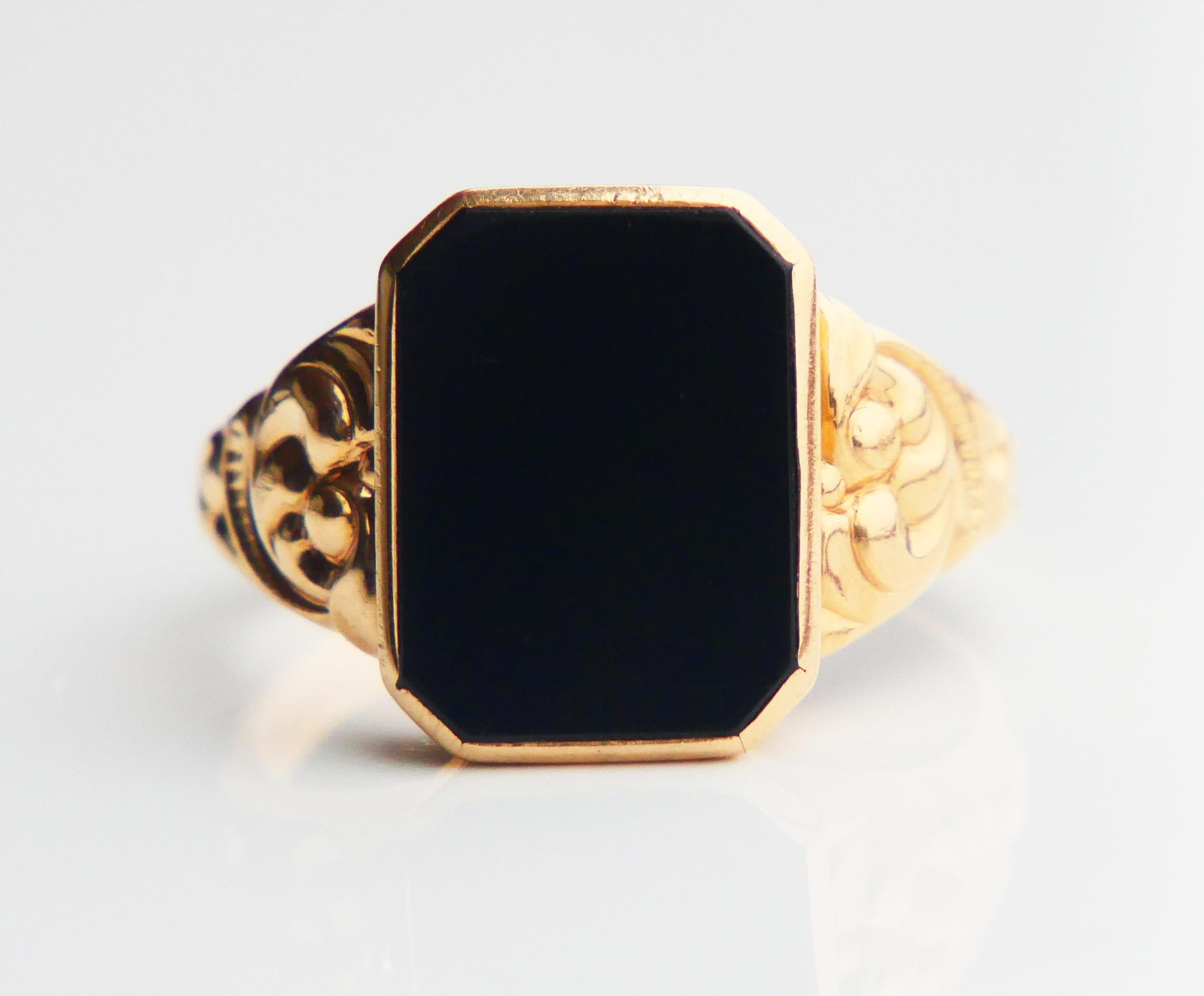 1953 Anello Signet Uomo 4,5ct Onice naturale in oro massiccio 18K Ø 10,5 US / 5 gr in vendita 5