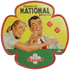 Vintage 1953 Tin Sign for Belgian Genever - Gin - Juniper