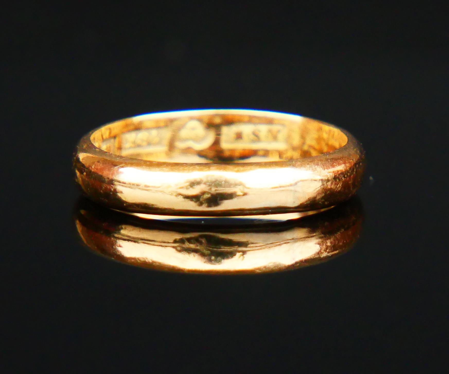 Retro 1953 Wedding Ring solid 18K Yellow Gold Ø 6.5 US / 3.7 gr For Sale
