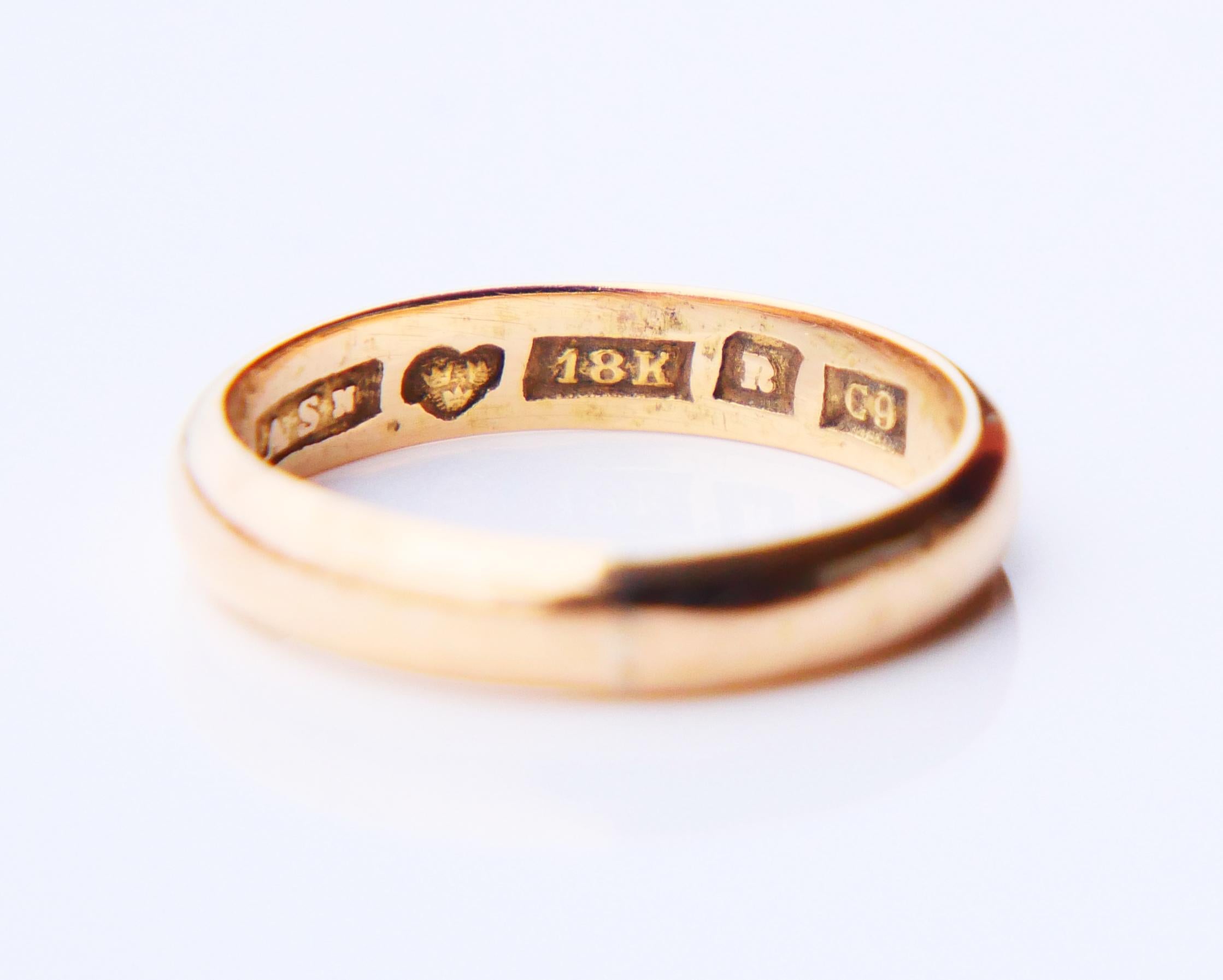 1953 Wedding Ring solid 18K Yellow Gold Ø 6.5 US / 3.7 gr For Sale 2