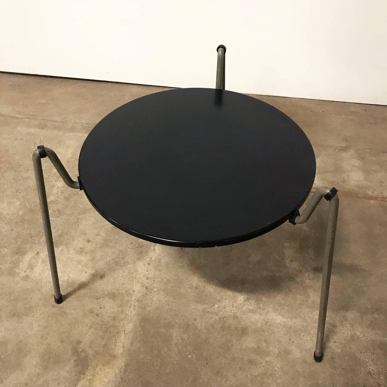 Mid-20th Century 1953, Wim Rietveld for Gispen, Grey Black Mug Coffee Table 535 with Glass Top