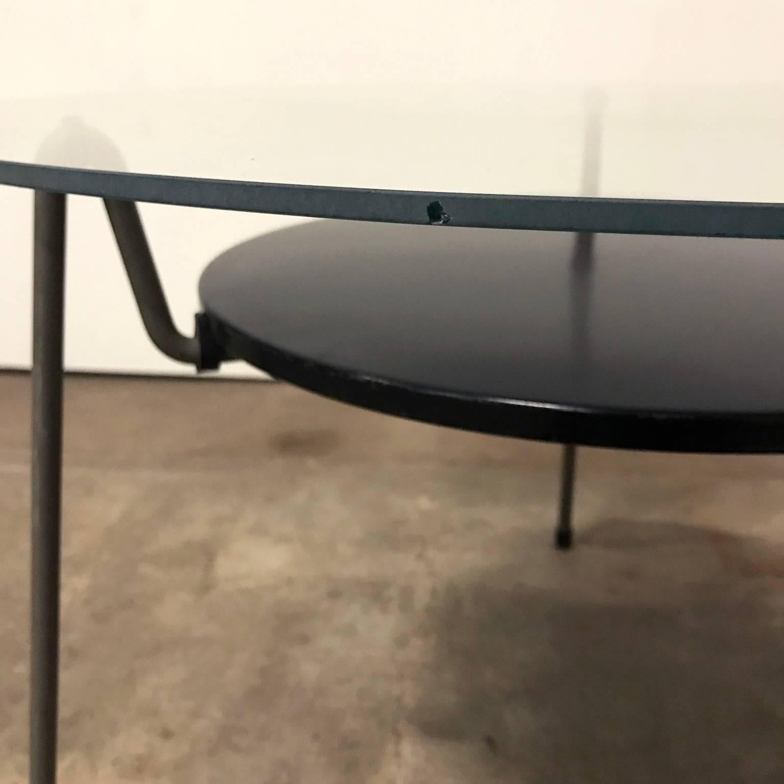 1953, Wim Rietveld for Gispen, Grey Black Mug Coffee Table 535 with Glass Top 1