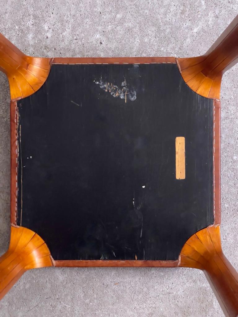 1954 Alvar Aalto stool model X601 & X602 in patinated birch and Niger leather 3