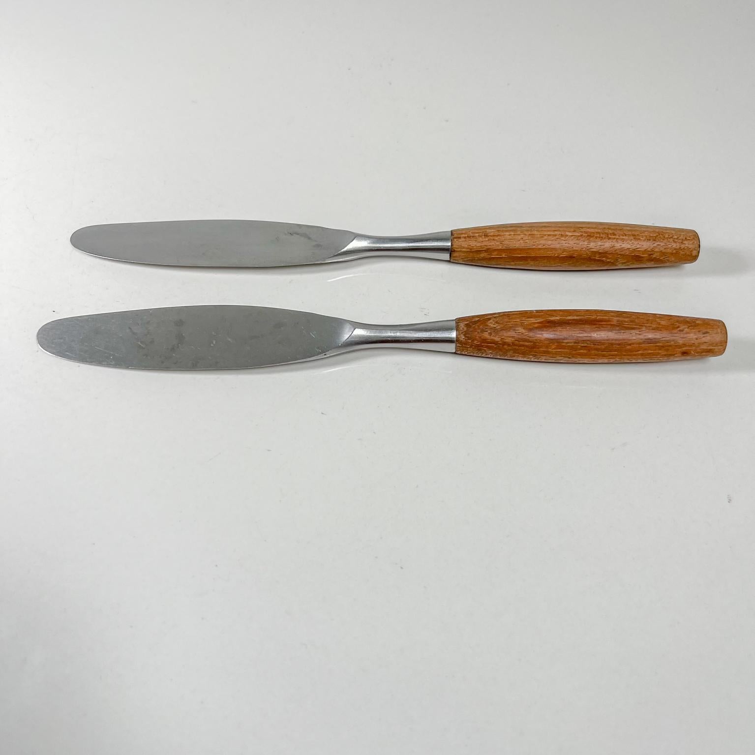 Mid-Century Modern 1954 Dansk Designs Flatware 2 Knives Teak & Stainless Jens Quistgaard Germany