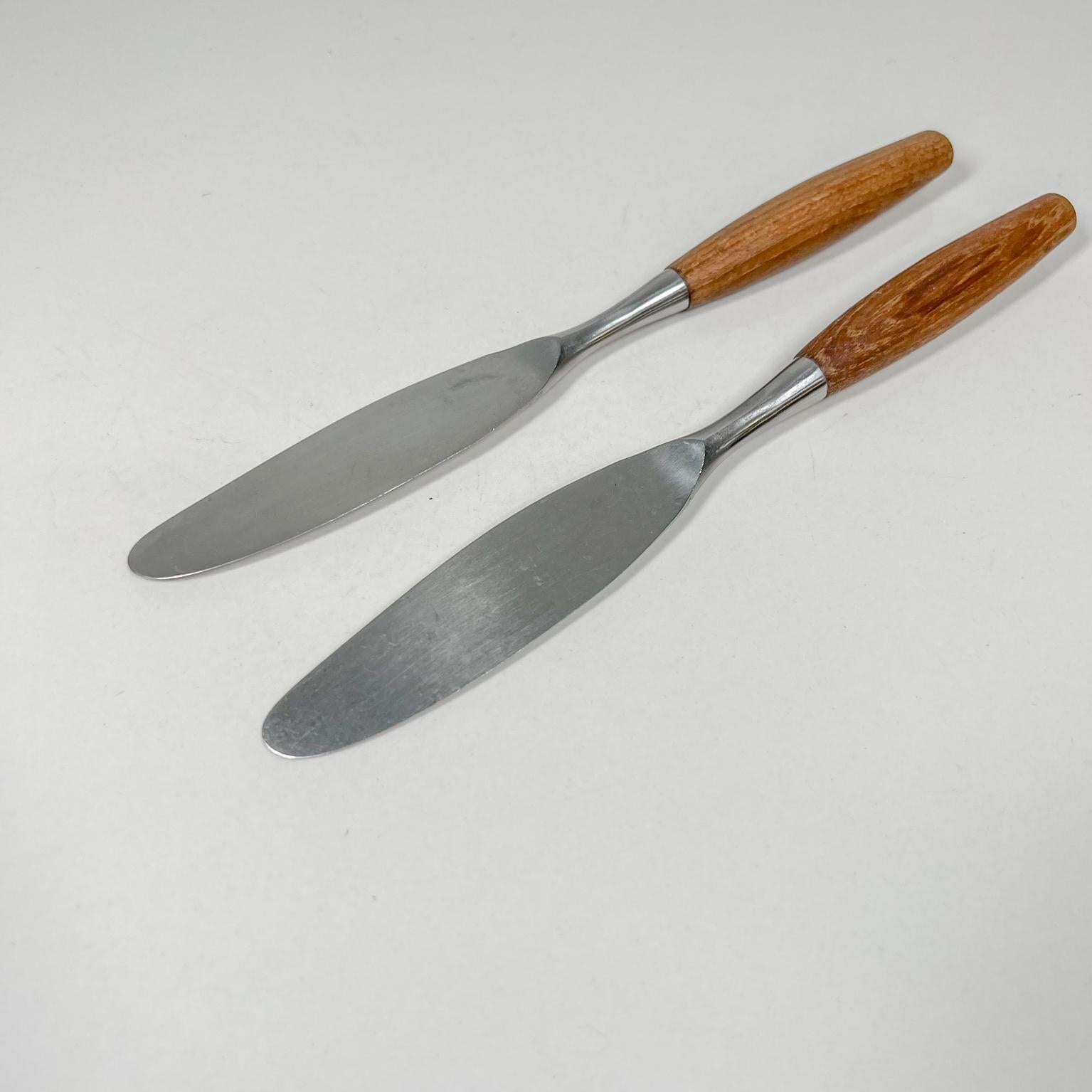 Mid-20th Century 1954 Dansk Designs Flatware 2 Knives Teak & Stainless Jens Quistgaard Germany
