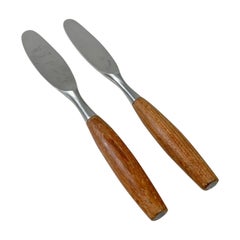 1954 Dansk Designs Flatware 2 Knives Teak & Stainless Jens Quistgaard Germany