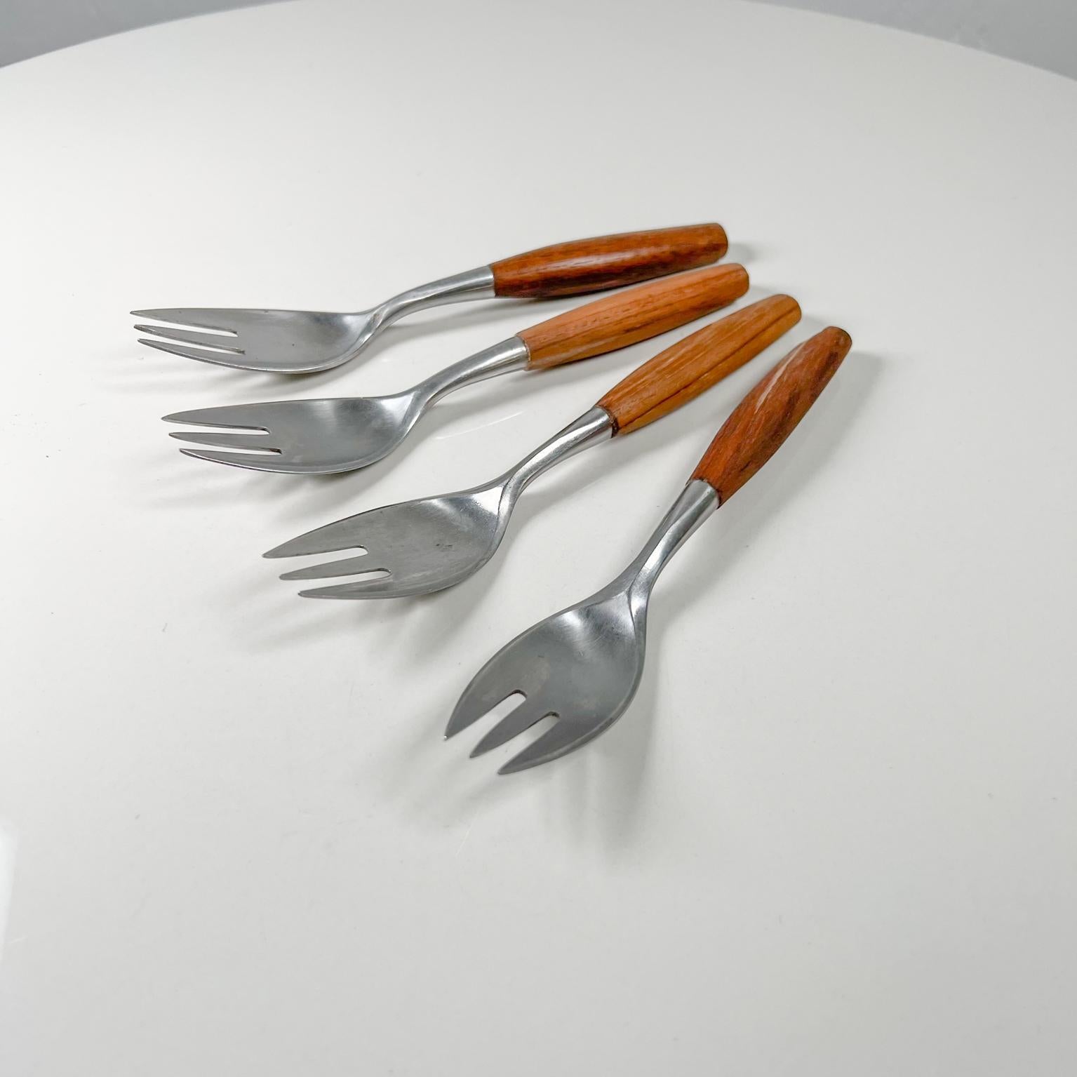 German 1954 Dansk Designs Flatware 4 Salad Forks Teak & Stainless Jens Quistgaard