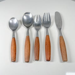 1954 Dansk Designs Flatware Place Setting Teak & Stainless by Jens Quistgaard