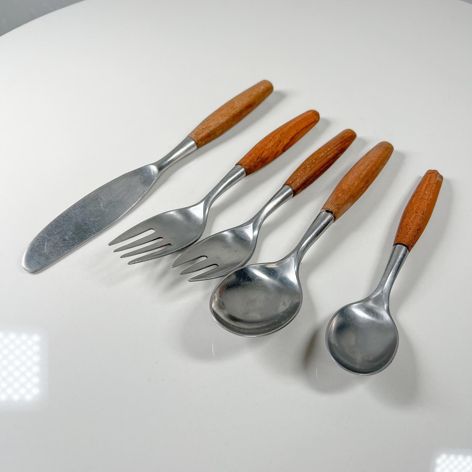 1954 Dansk Designs Flatware Place Setting Teak & Stainless by Jens Quistgaard 1