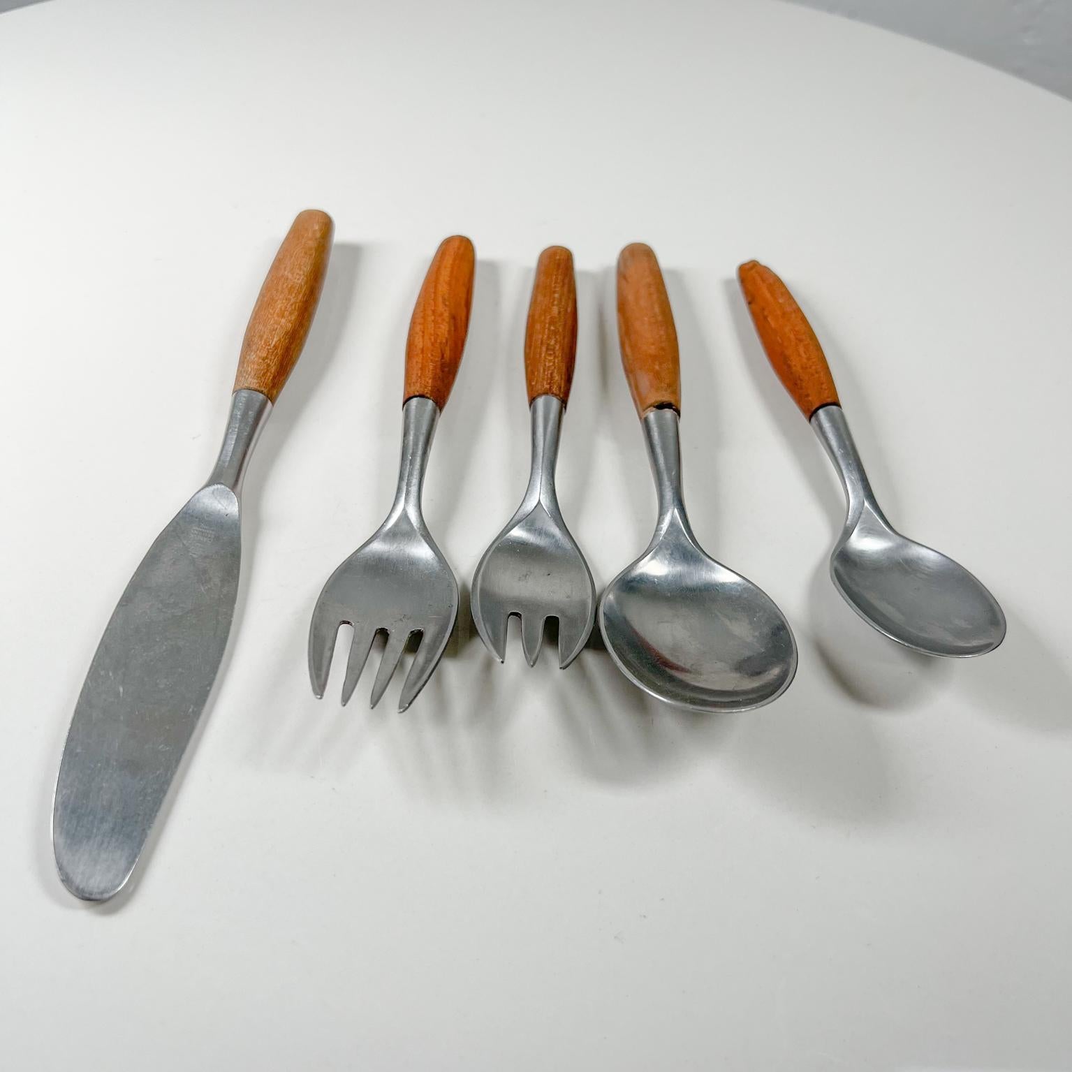 1954 Dansk Designs Flatware Place Setting Teak & Stainless by Jens Quistgaard 2