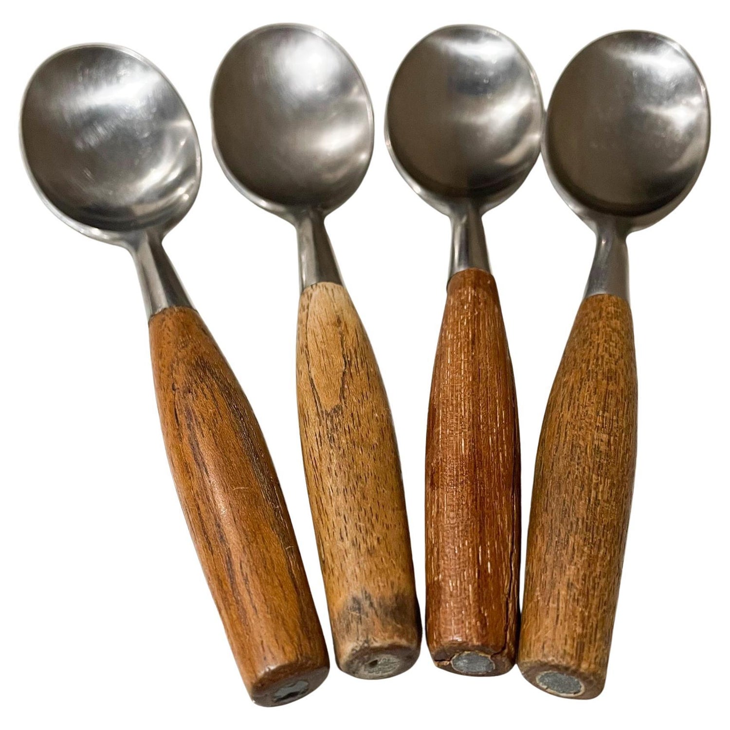Vintage Antique Worn Silver Aluminum Tin Tasting Ice Cream Spoons Assorted Lot of 14