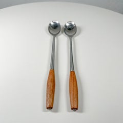 1954 Dansk Long Cocktail Spoons Fjord Teak and Stainless Jens Quistgaard