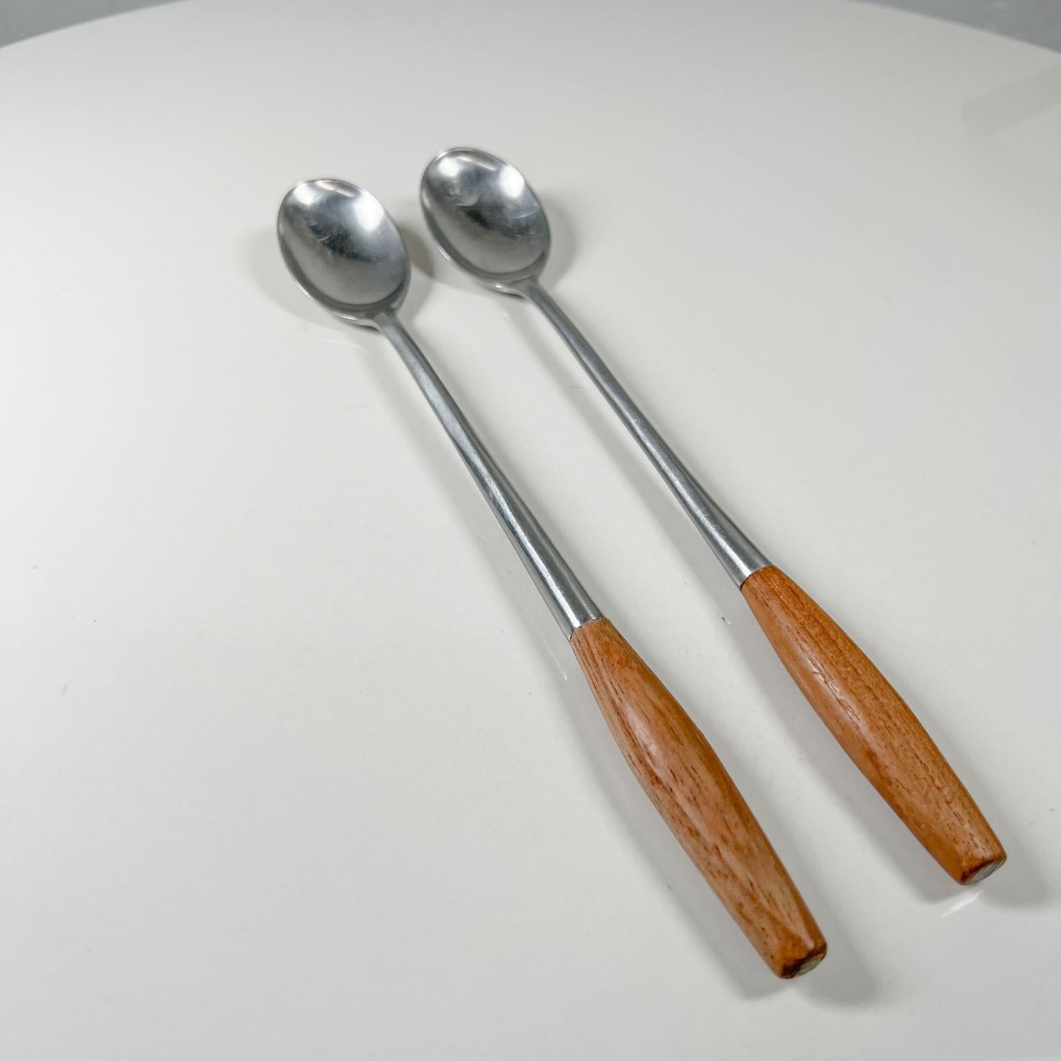 Mid-Century Modern 1954 Dansk Long Cocktail Spoons Fjord Teak and Stainless Jens Quistgaard