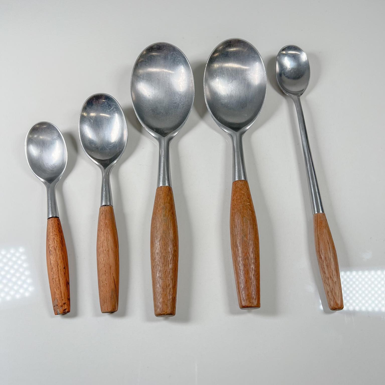 Stainless Steel 1954 Dansk Long Cocktail Spoons Fjord Teak and Stainless Jens Quistgaard