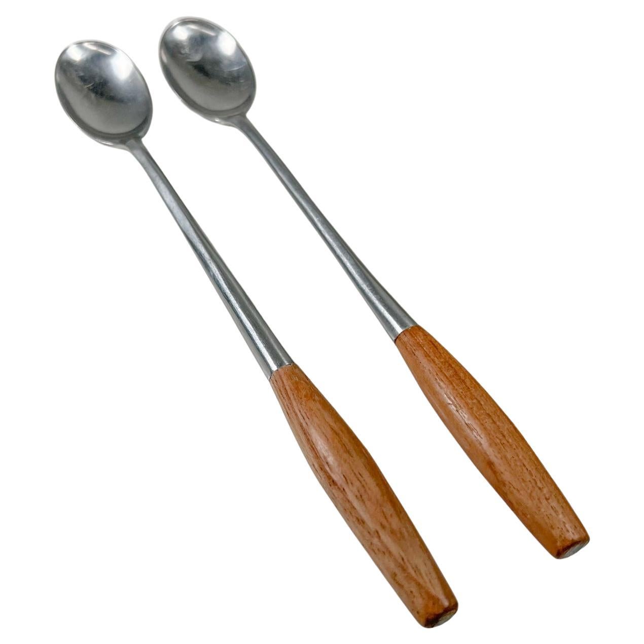1954 Dansk Long Cocktail Spoons Fjord Teak and Stainless Jens Quistgaard
