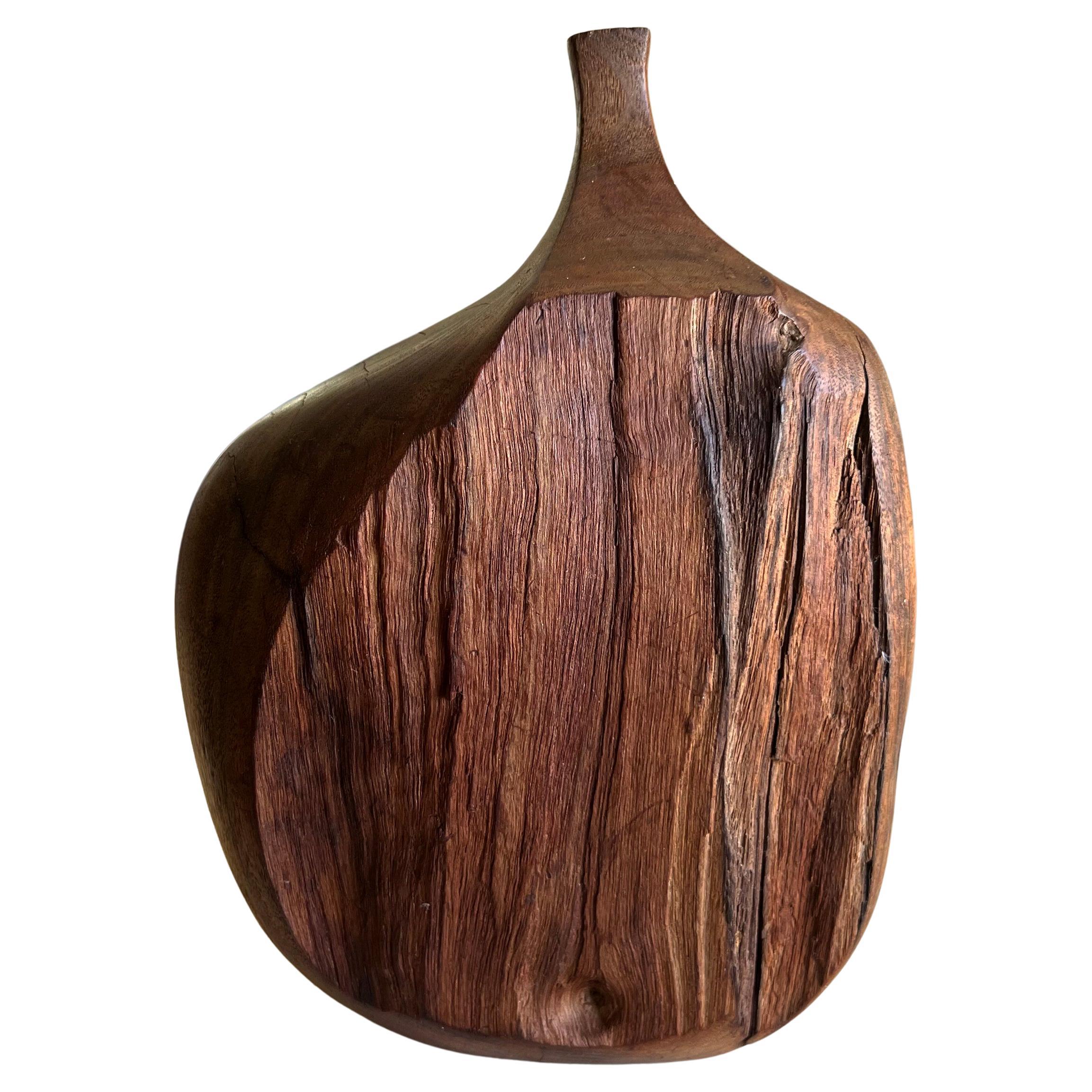 1954 Doug Ayers Studio Schwarze handgeformte Weed-Vase aus Nussbaumholz