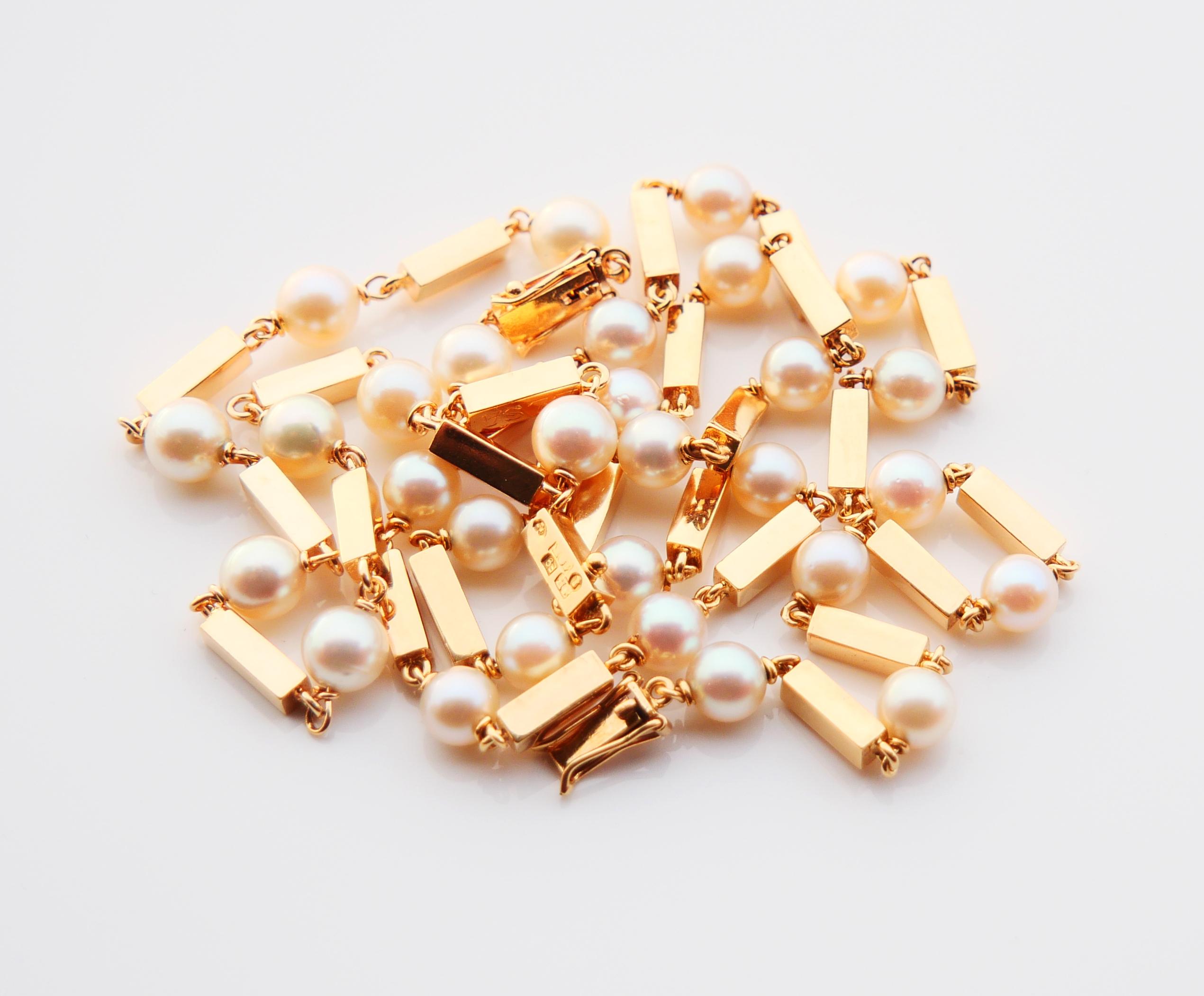 1955 Elsa's Set Necklace Bracelet Pearls solid 18K Gold / 18.2 gr For Sale 5
