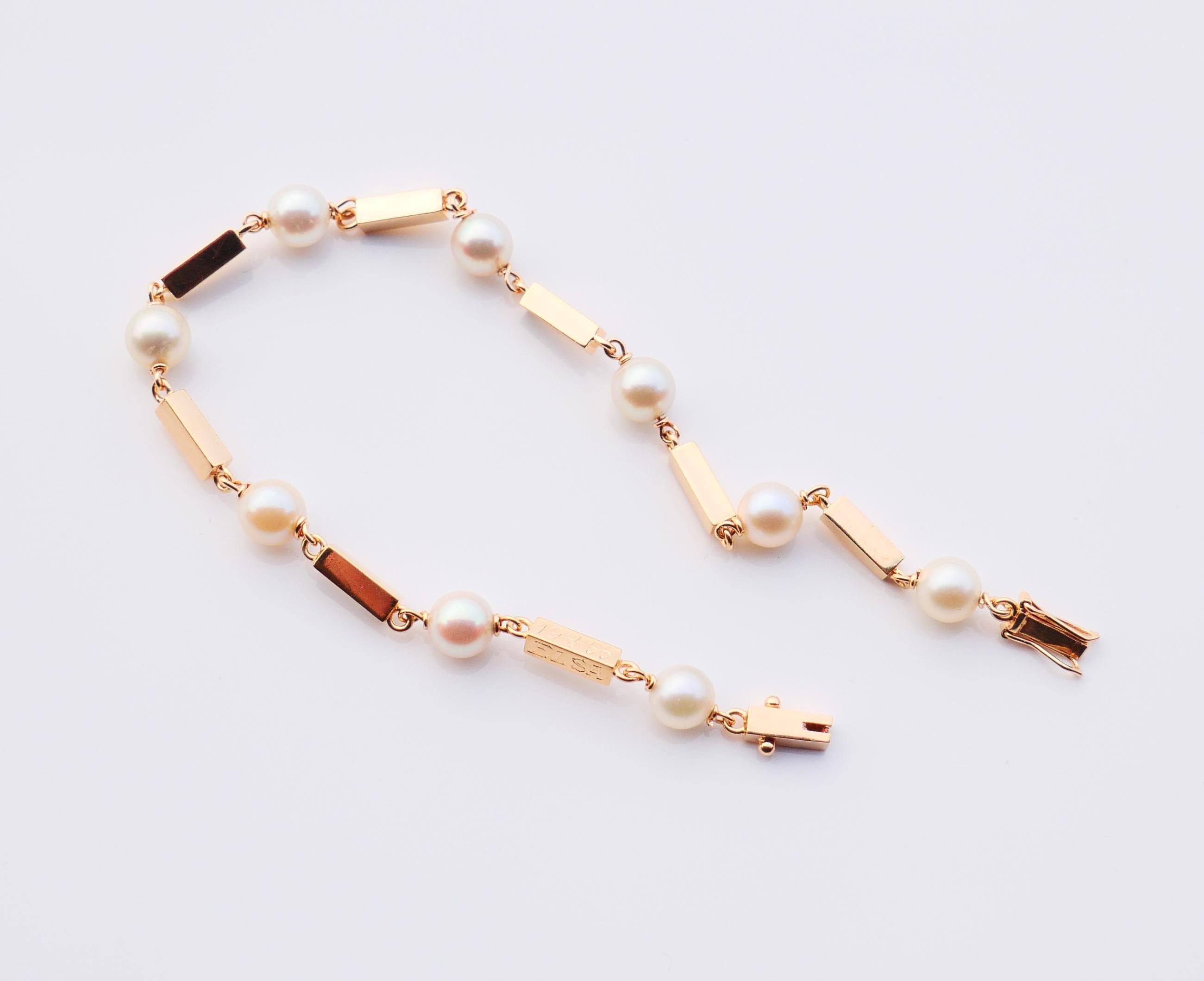 Women's 1955 Elsa's Set Necklace Bracelet Pearls solid 18K Gold / 18.2 gr For Sale