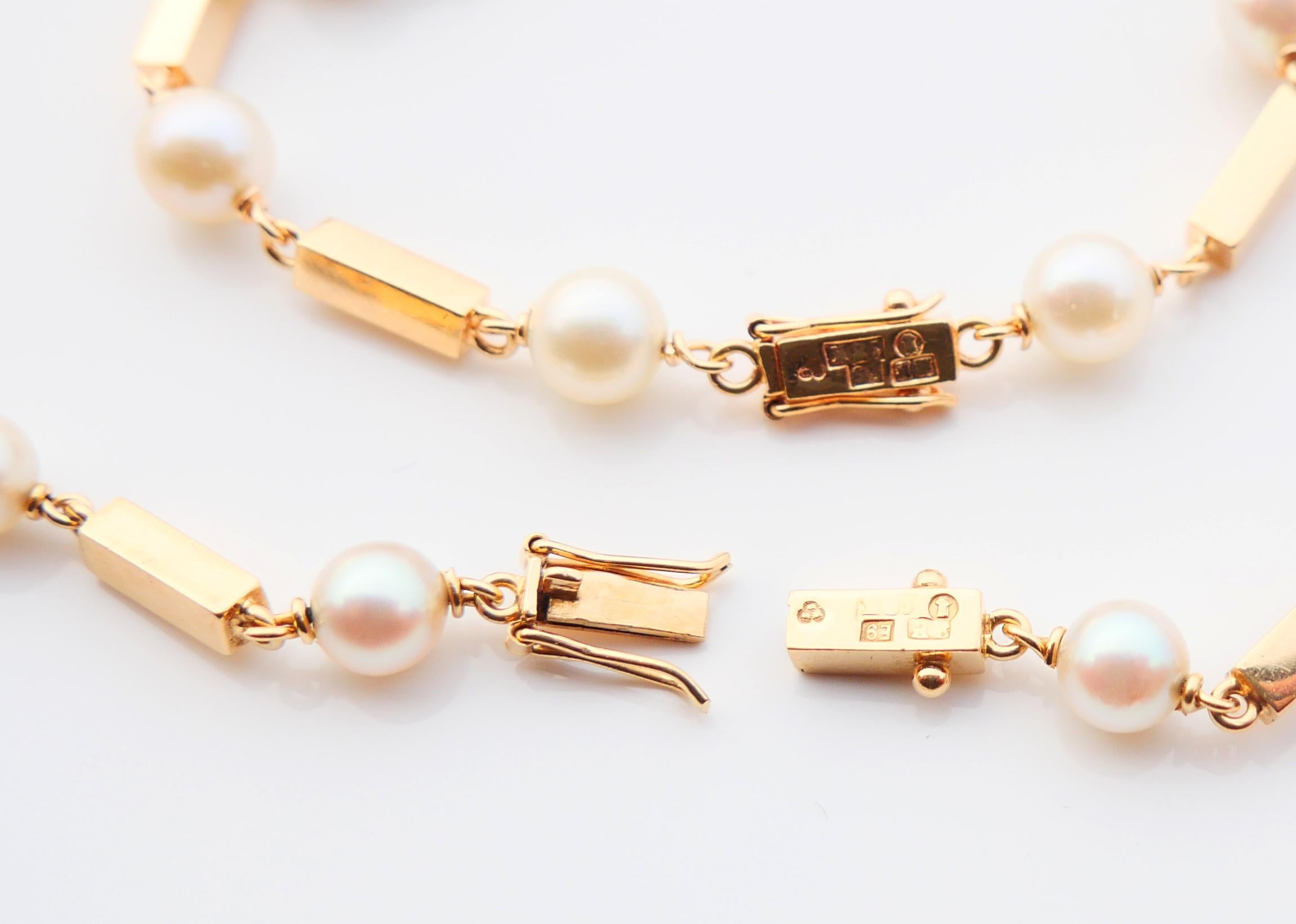 1955 Elsa's Set Necklace Bracelet Pearls solid 18K Gold / 18.2 gr For Sale 2