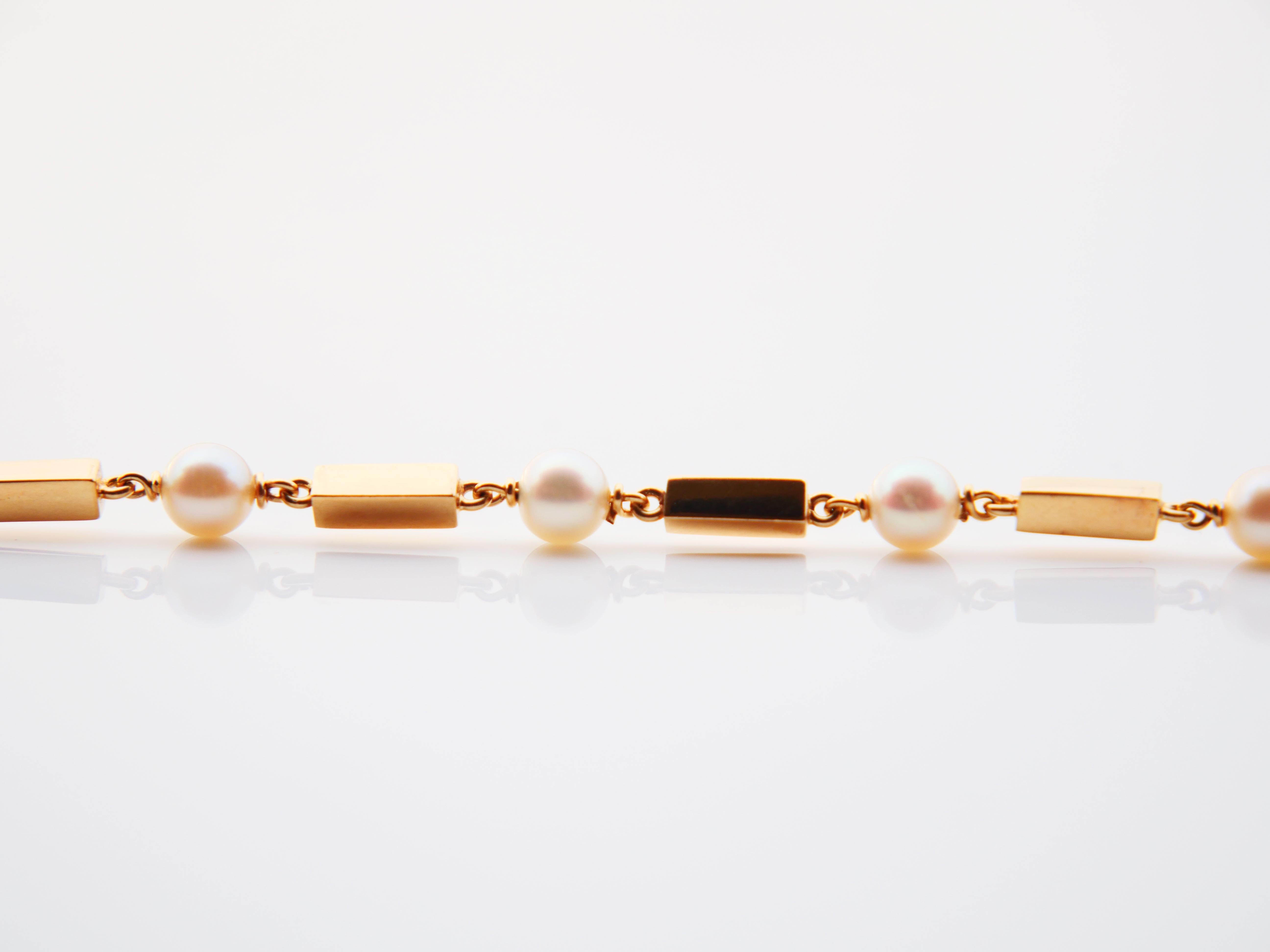 1955 Elsa's Set Necklace Bracelet Pearls solid 18K Gold / 18.2 gr For Sale 3