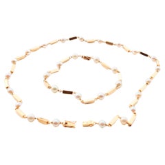 1955 Elsa's Set Necklace Bracelet Pearls solid 18K Gold / 18.2 gr