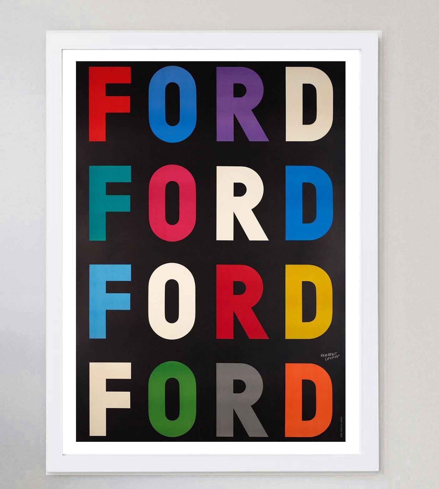 1954 Ford, Herbert Leupin Original Vintage Poster In Good Condition For Sale In Winchester, GB