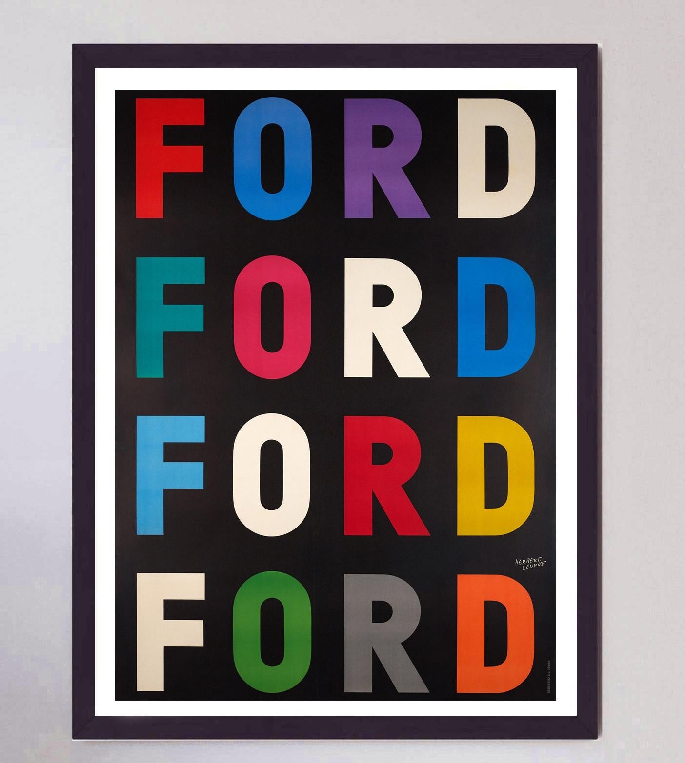 1954 Ford, Herbert Leupin Original Vintage Poster In Good Condition For Sale In Winchester, GB