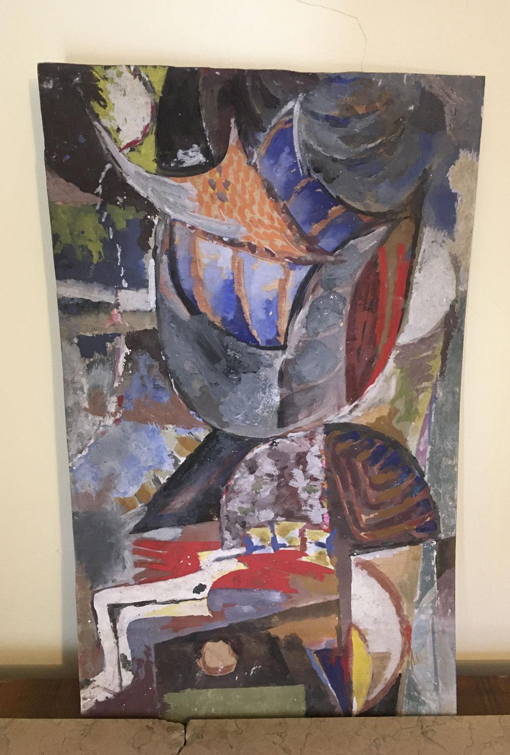 Paper 1954 Italy Abstract Painting Venice Biennial Special Artwork by Ermete Lancini  For Sale