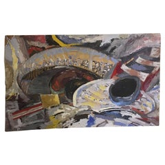 1954 Italia Pintura Abstracta Bienal de Venecia Obra especial de Ermete Lancini