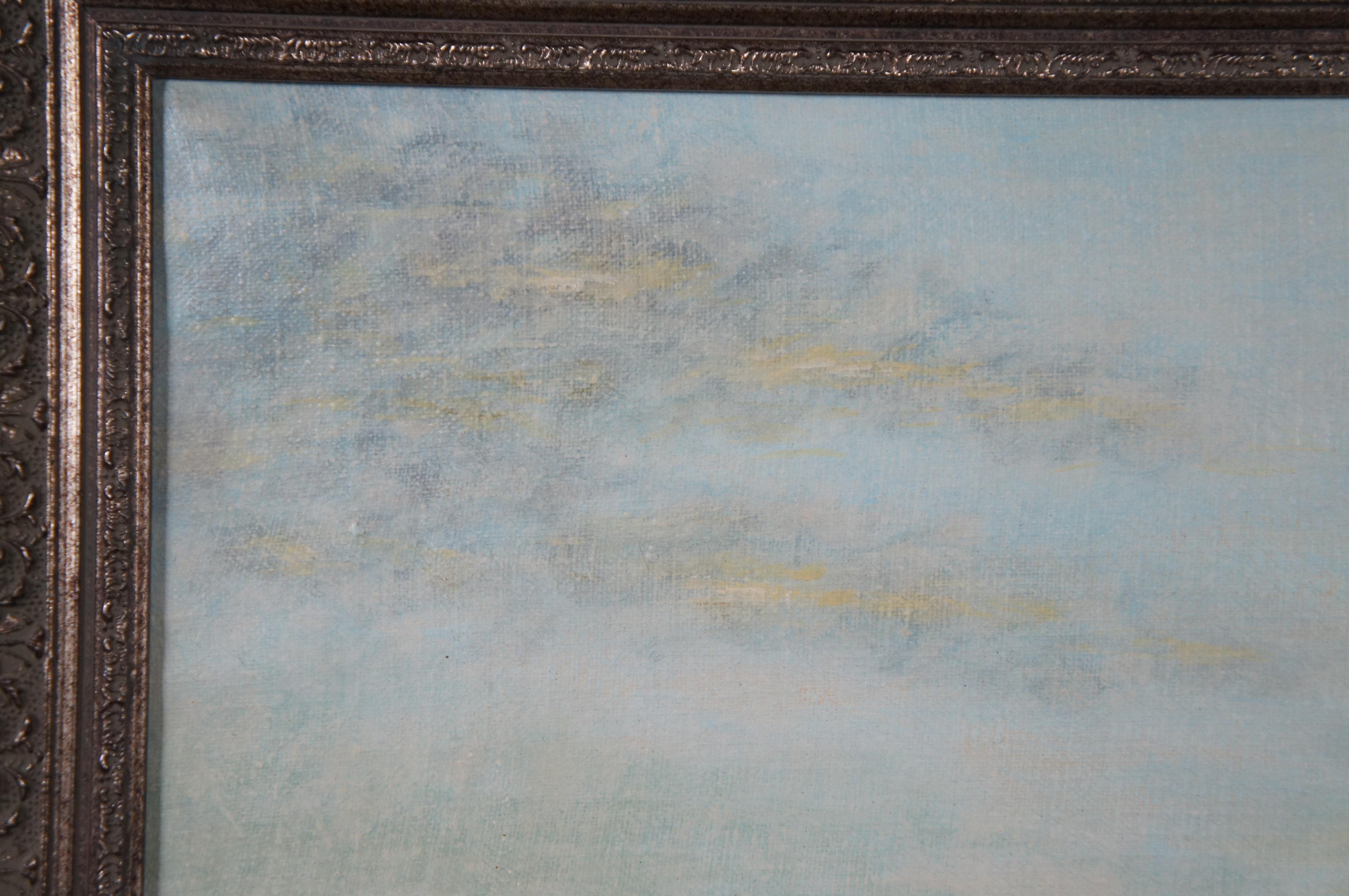 1954 K.K. Peinture à l'huile sur toile « Madsen Coastal Landscape Seascape » de 34 pouces en vente 5