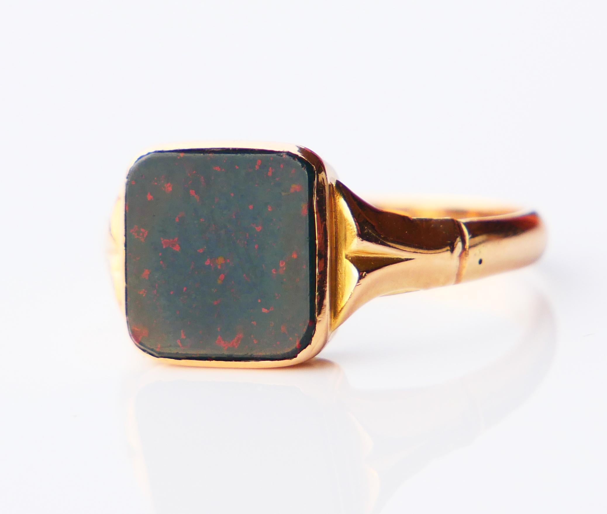 1954 Men Signet Ring Blood stone solid 18K Gold Ø US9.25 / 4.28 gr 5