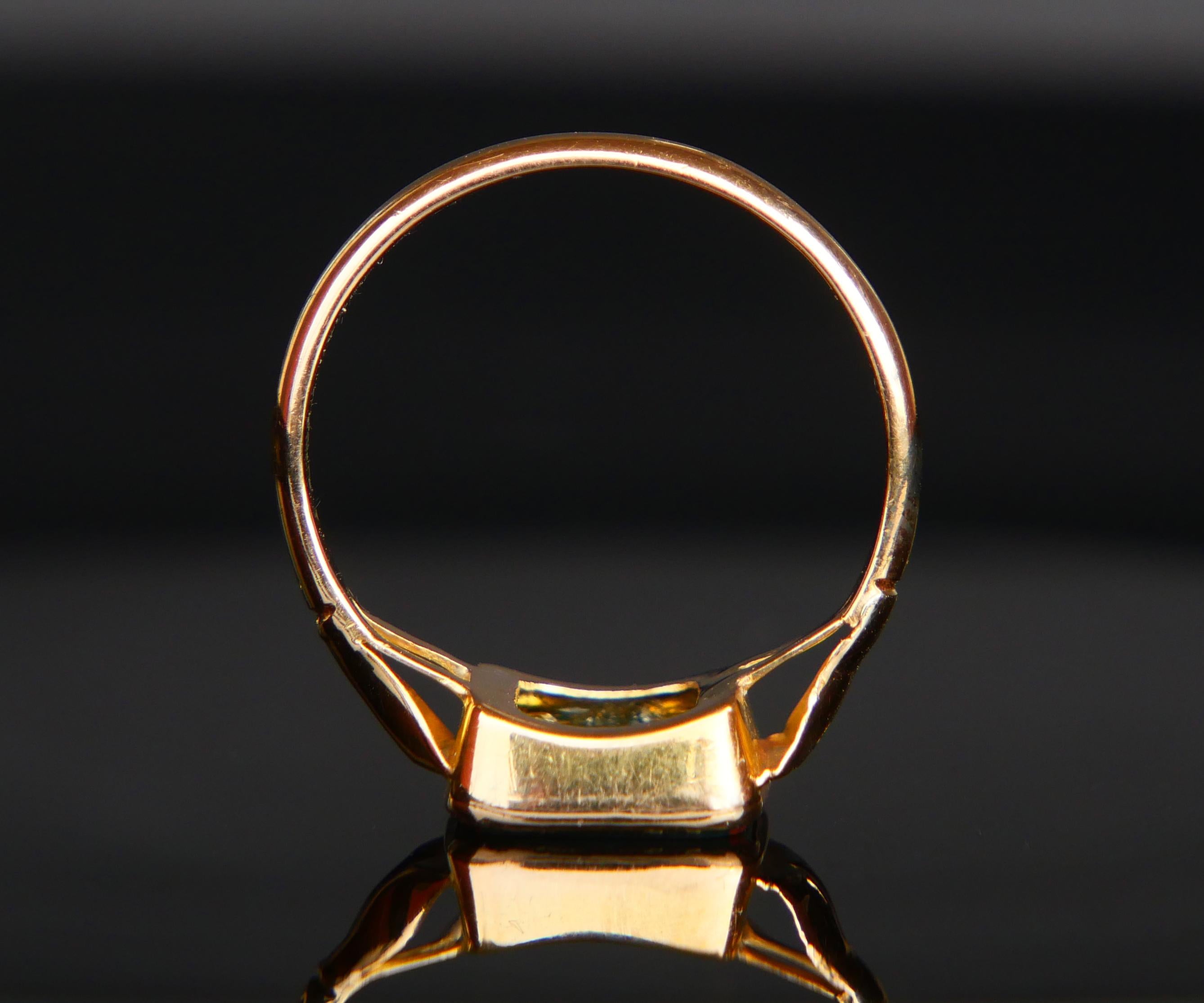 Square Cut 1954 Men Signet Ring Blood stone solid 18K Gold Ø US9.25 / 4.28 gr