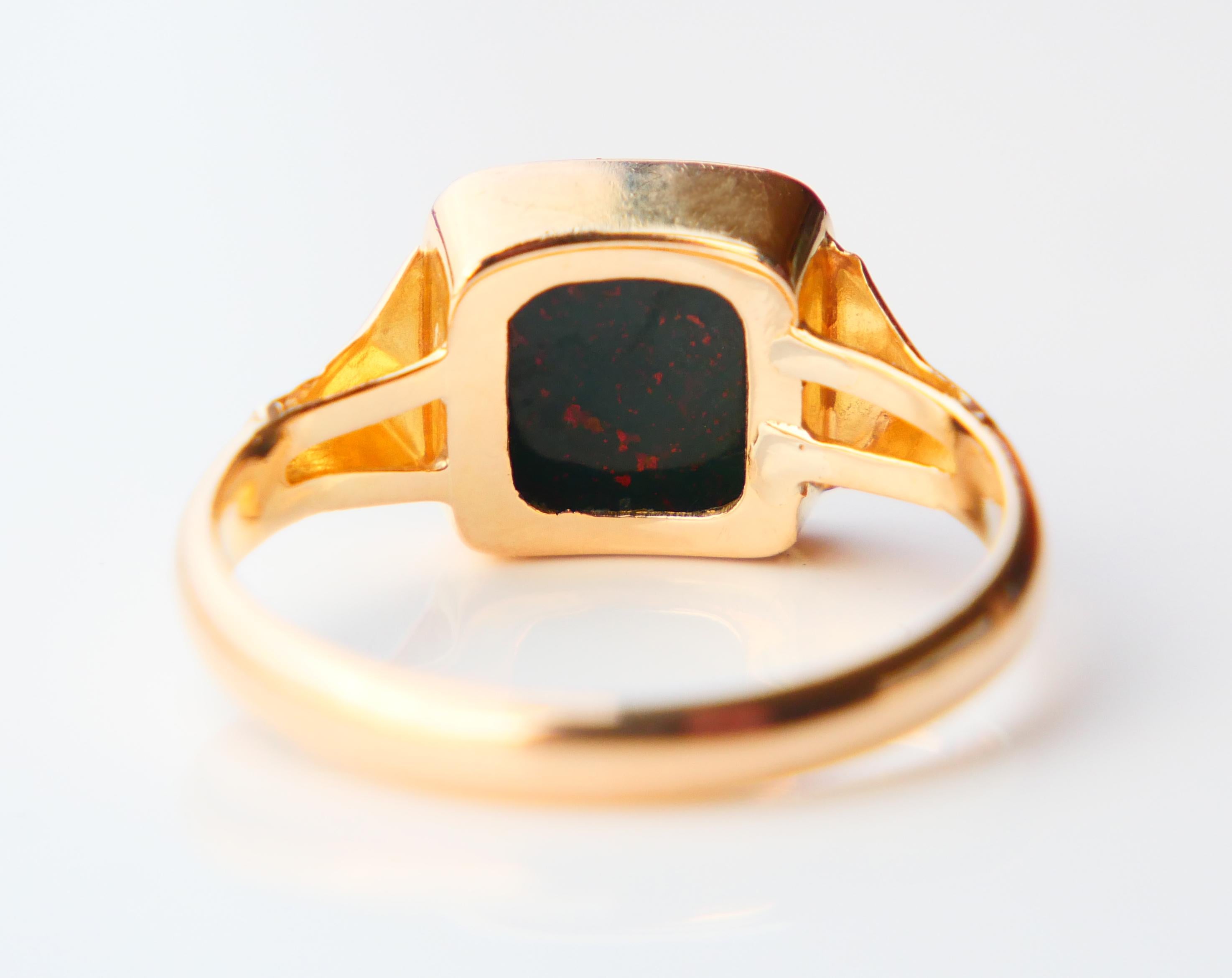 1954 Men Signet Ring Blood stone solid 18K Gold Ø US9.25 / 4.28 gr 3