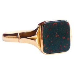 1954 Bague chevalière pour homme Pierre de sang or massif 18K Ø US9.25 / 4.28 gr