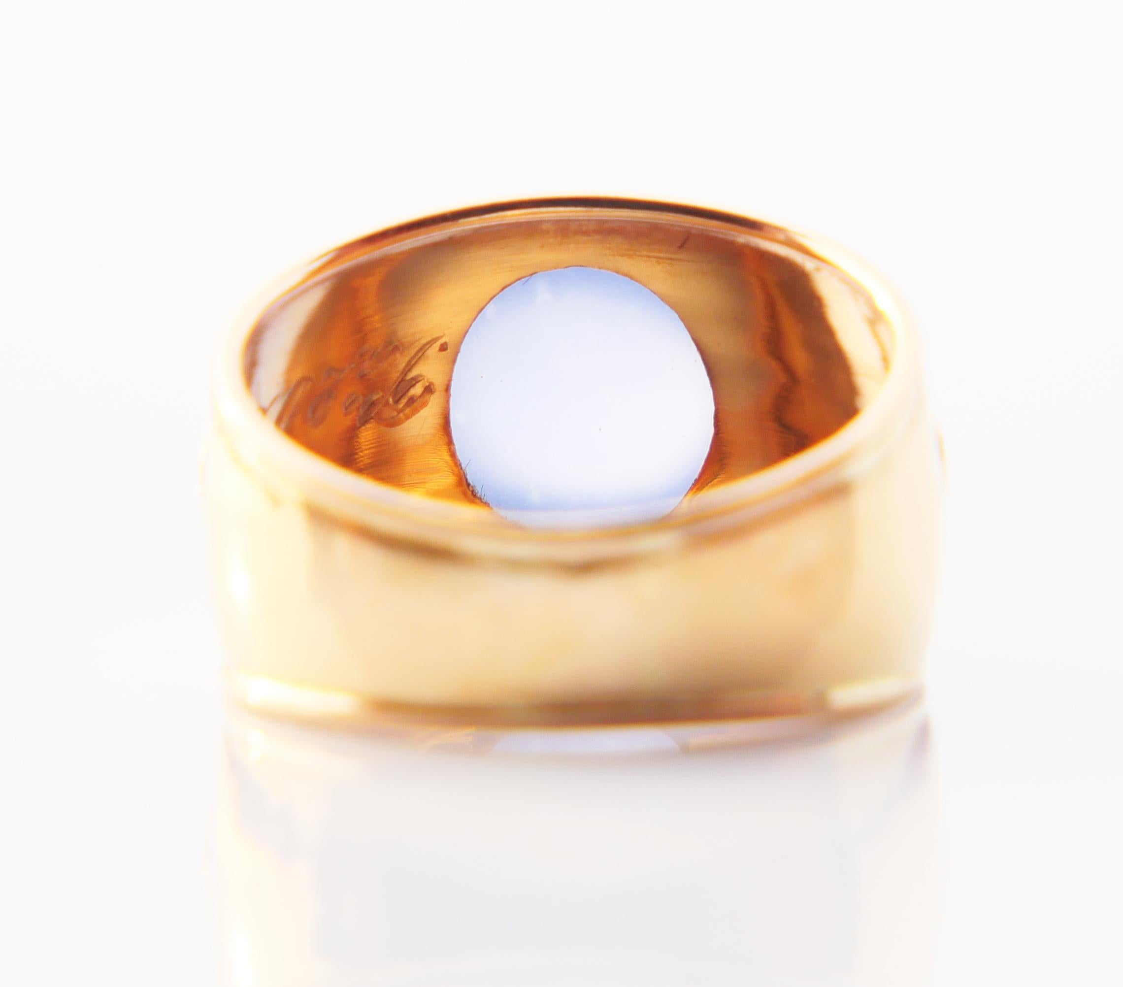 1954 Nordic Ring 10ct Blue Chalcedony solid 18K Gold Ø 6.5US /5 gr For Sale 5