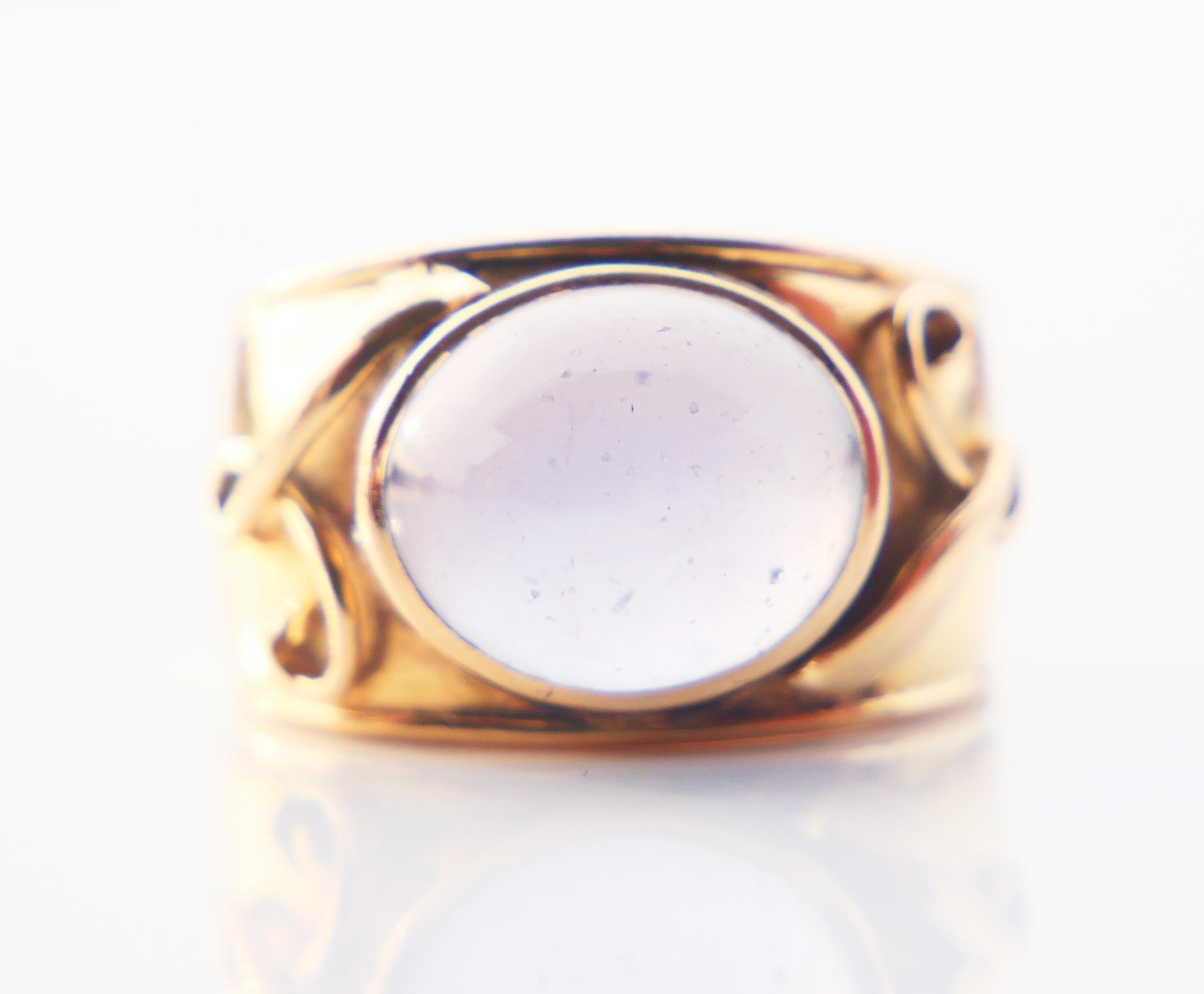 1954 Nordic Ring 10ct Blue Chalcedony solid 18K Gold Ø 6.5US /5 gr For Sale 6