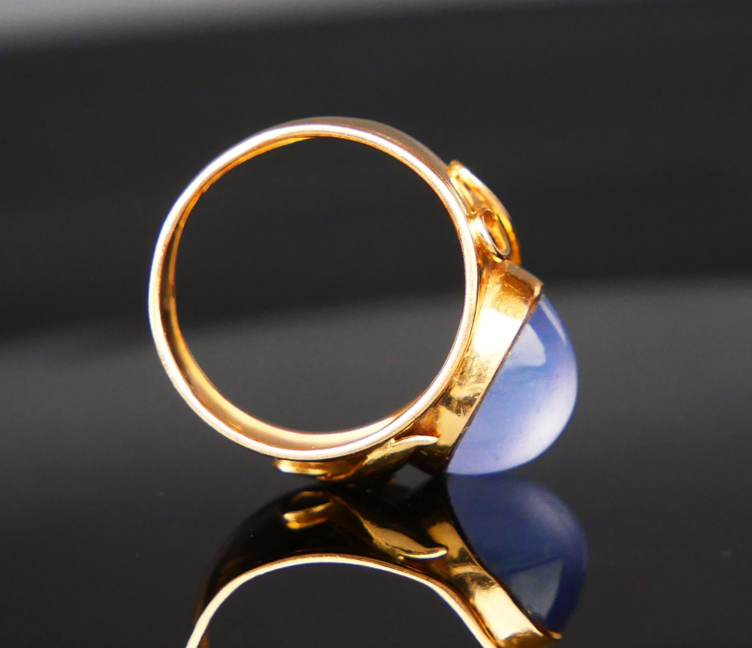 Women's 1954 Nordic Ring 10ct Blue Chalcedony solid 18K Gold Ø 6.5US /5 gr For Sale