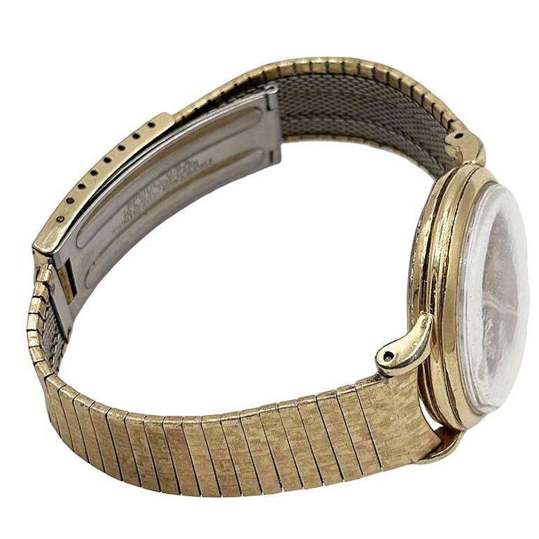 1954 Omega Automatic 14K Gold Filled Bumper mens Watch w 10K Band In Excellent Condition For Sale In Van Nuys, CA