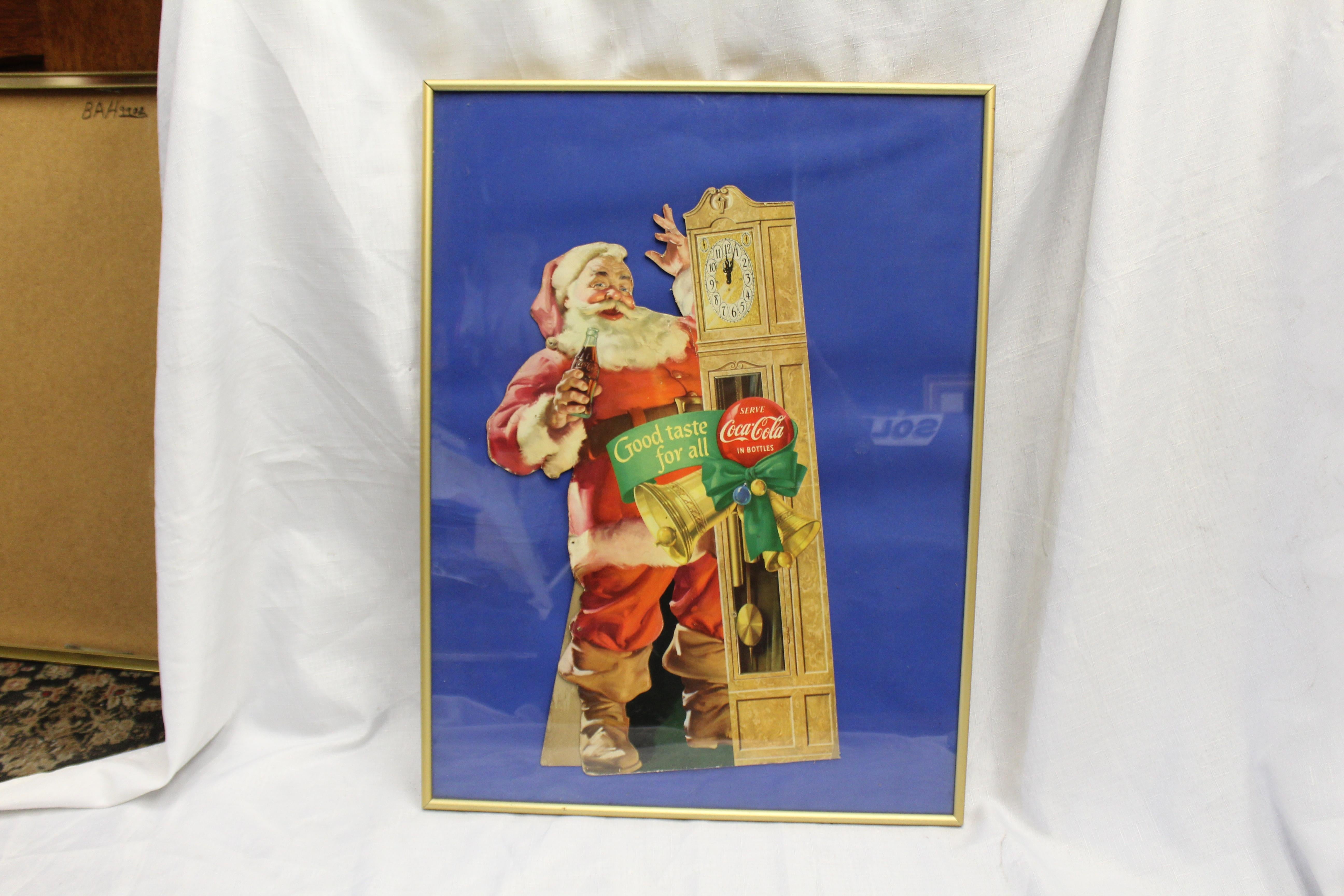 1954 Original Coca-Cola Santa Cardboard Cut-Out Advertising Framed For Sale 10