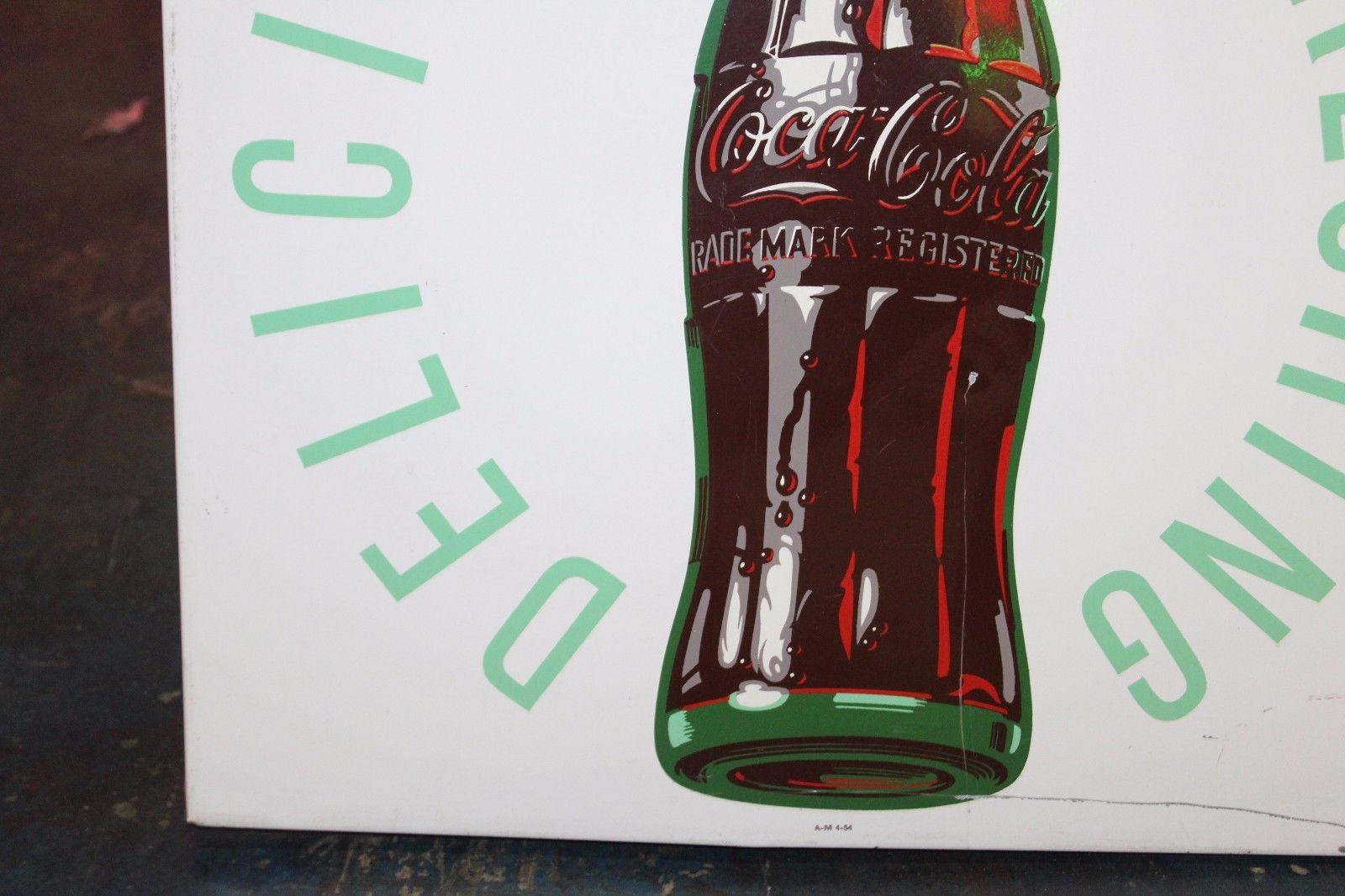 Metal 1954 Original Coca-Cola Tin Advertising Sign For Sale