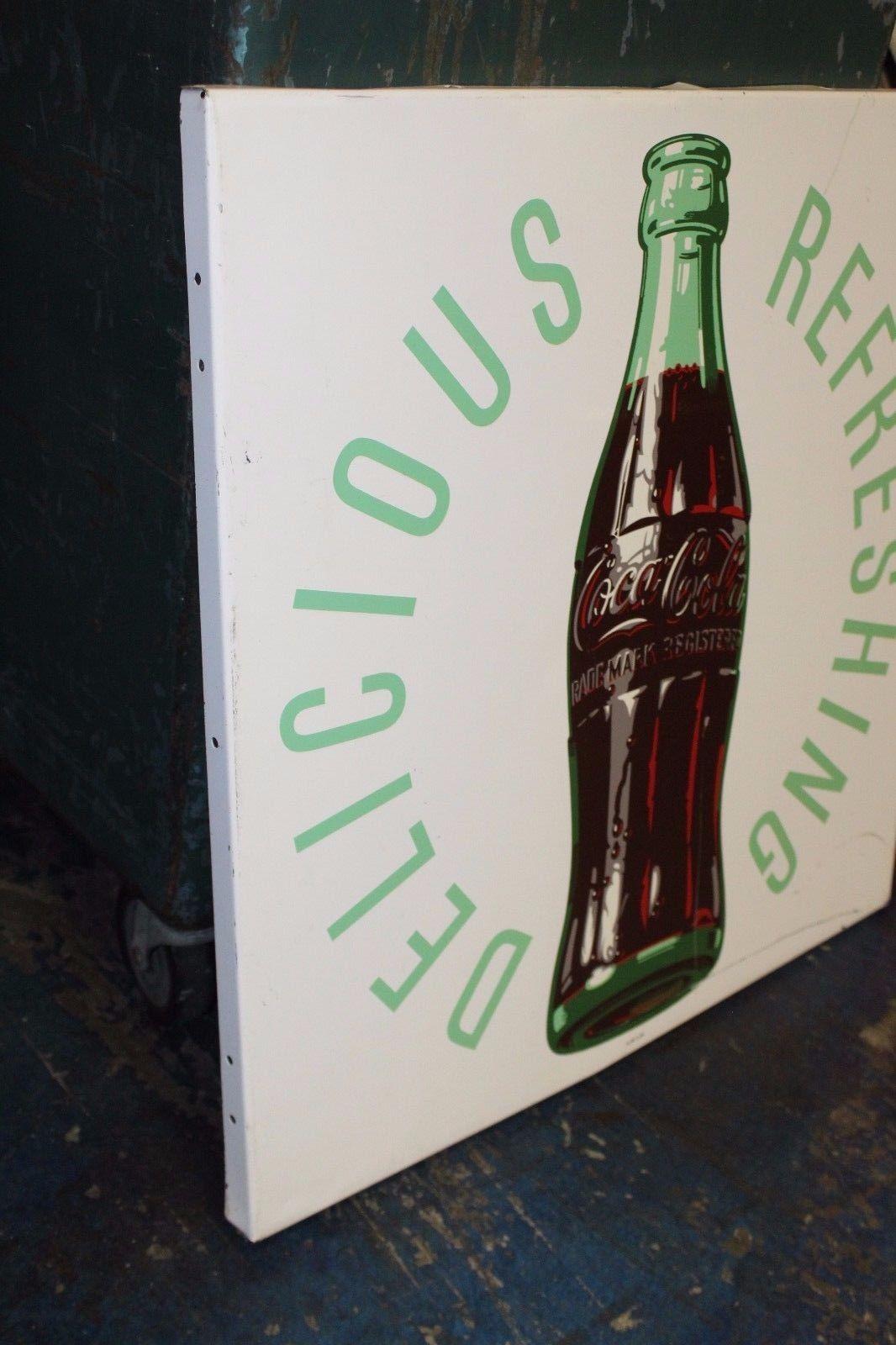 1954 Original Coca-Cola Tin Advertising Sign For Sale 1